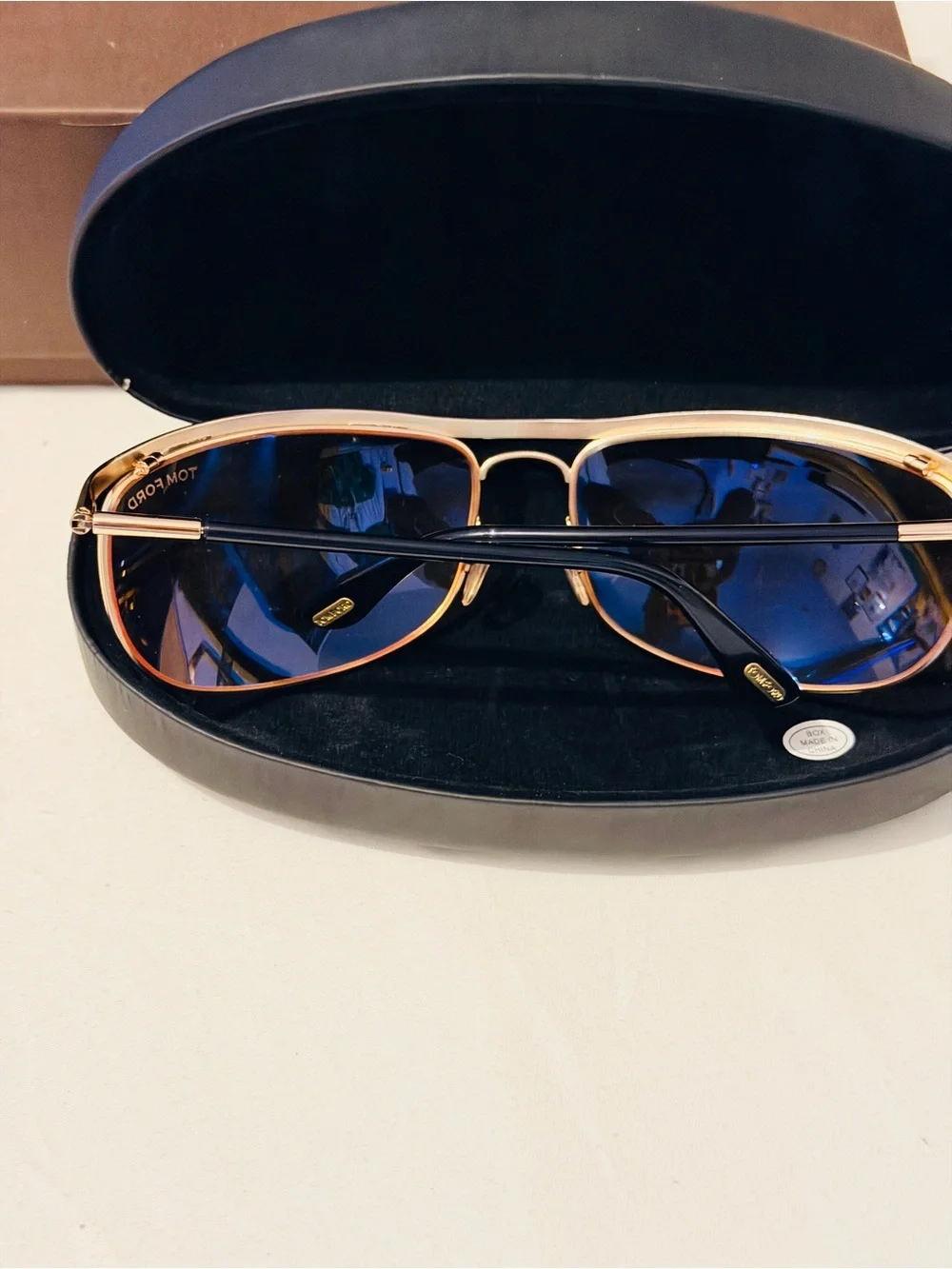 Tom Ford Men’s Gold Frame Aviator Sunglasses with Amber Lenses
